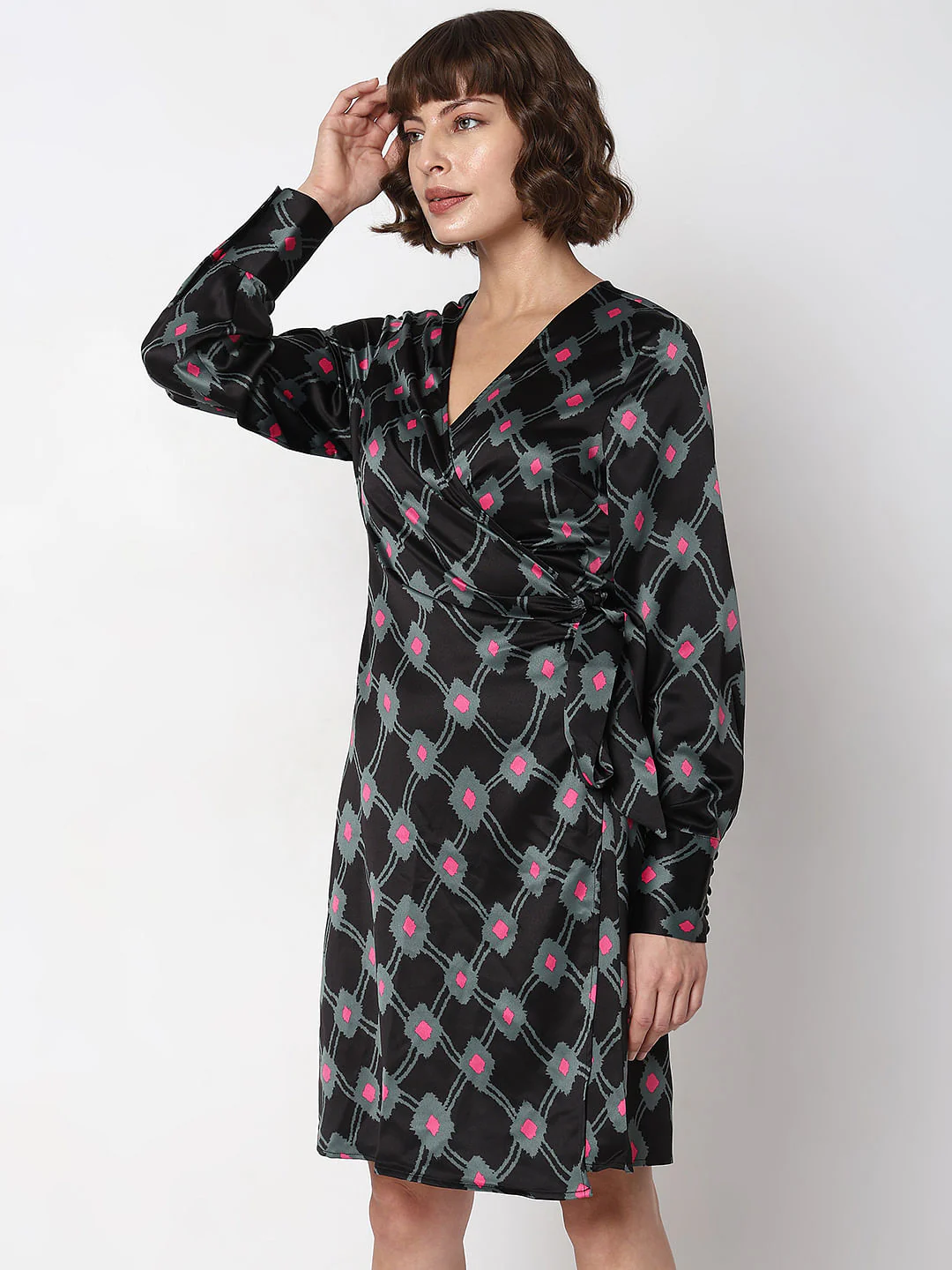 Black Printed Fit & Flare Dress - Image 3