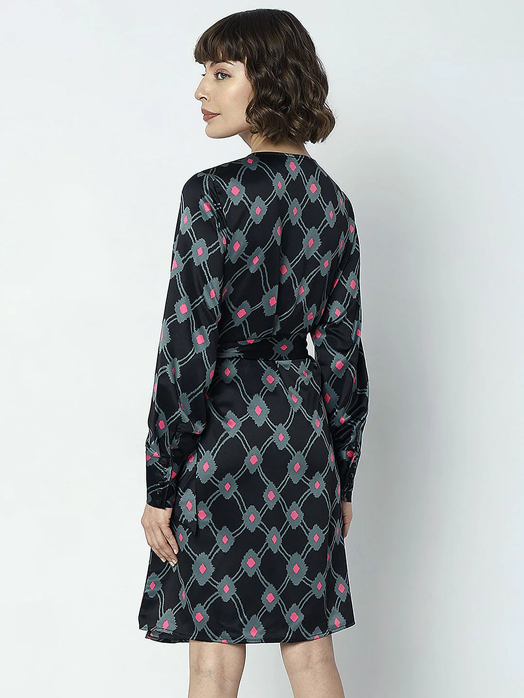 Black Printed Fit & Flare Dress - Image 4