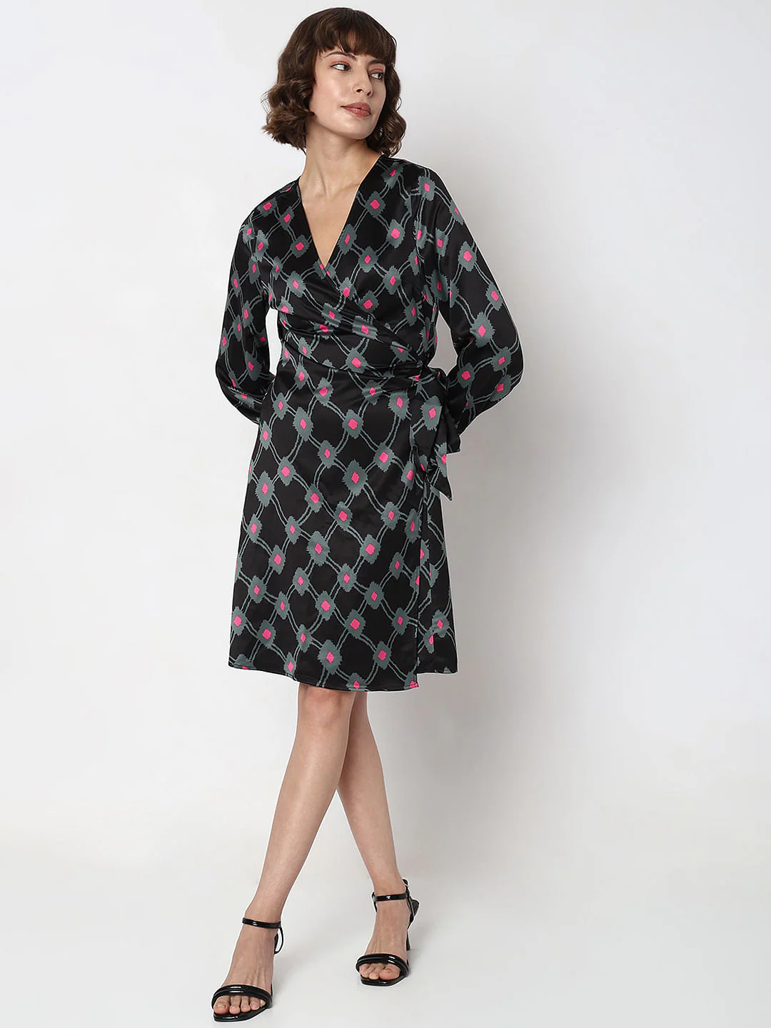 Black Printed Fit & Flare Dress - Image 5