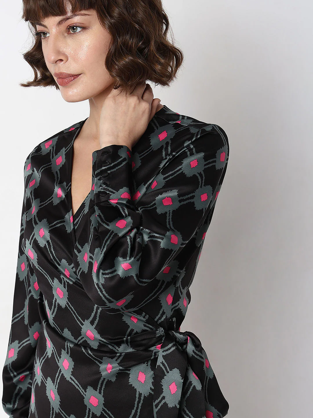 Black Printed Fit & Flare Dress - Image 6