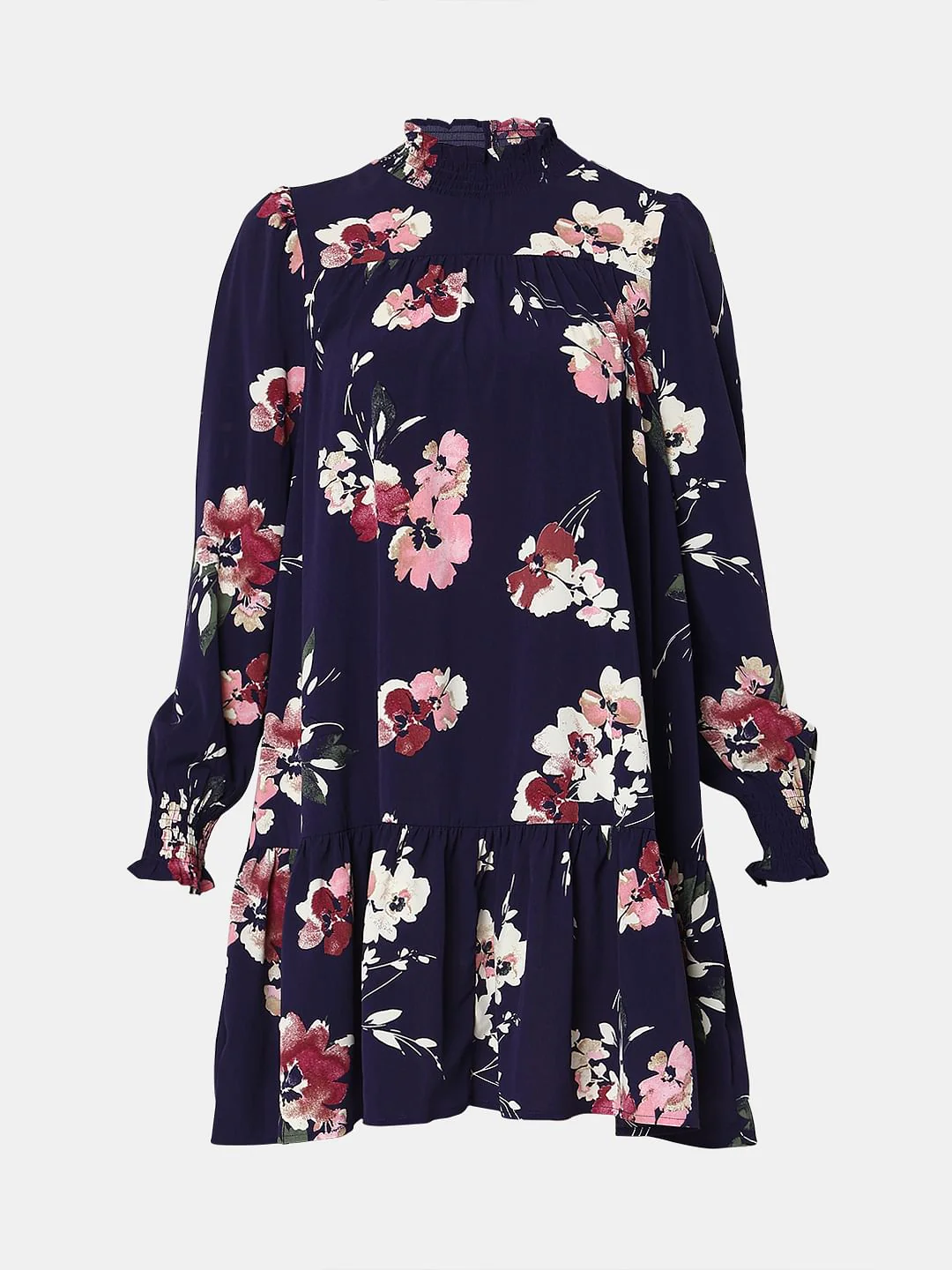 Dark Blue Floral Print Shift Dress - Image 7