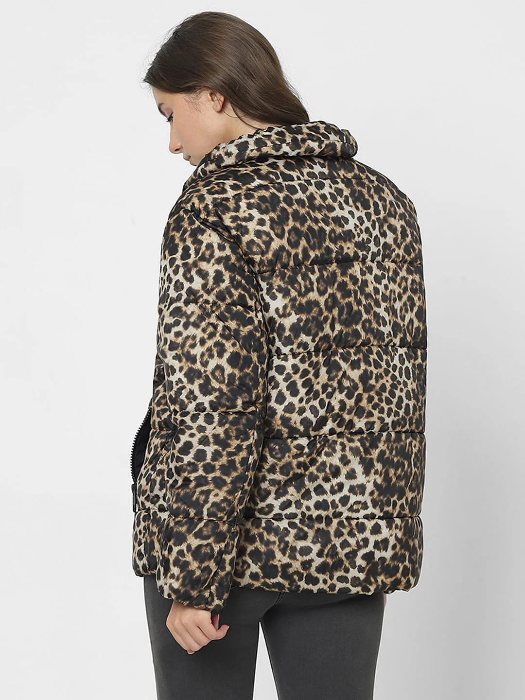 Brown Animal Print Puffer Jacket - Image 4