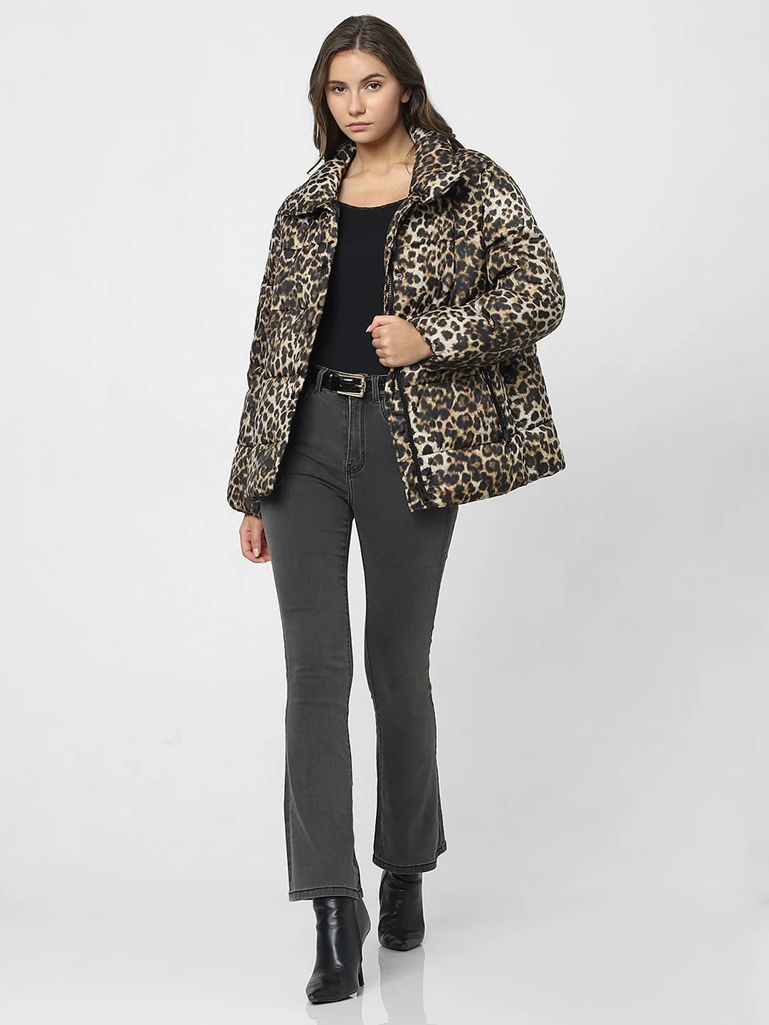 Brown Animal Print Puffer Jacket - Image 5