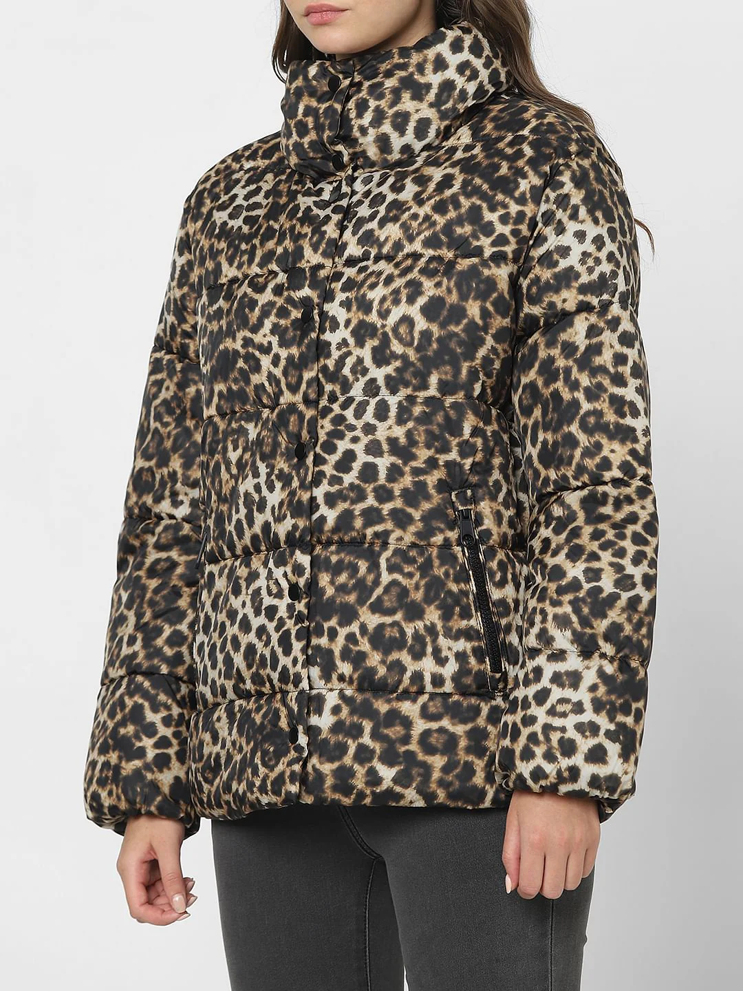 Brown Animal Print Puffer Jacket - Image 6