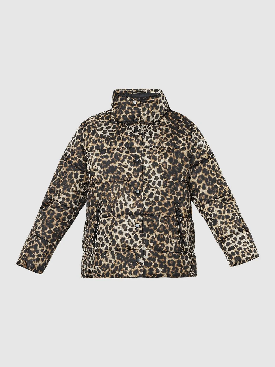 Brown Animal Print Puffer Jacket - Image 7