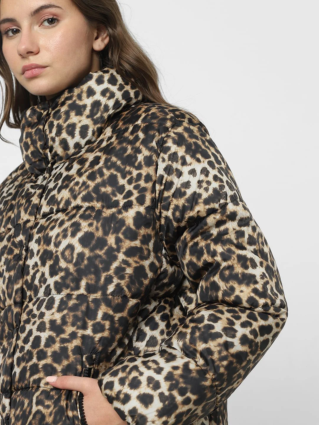 Brown Animal Print Puffer Jacket - Image 8