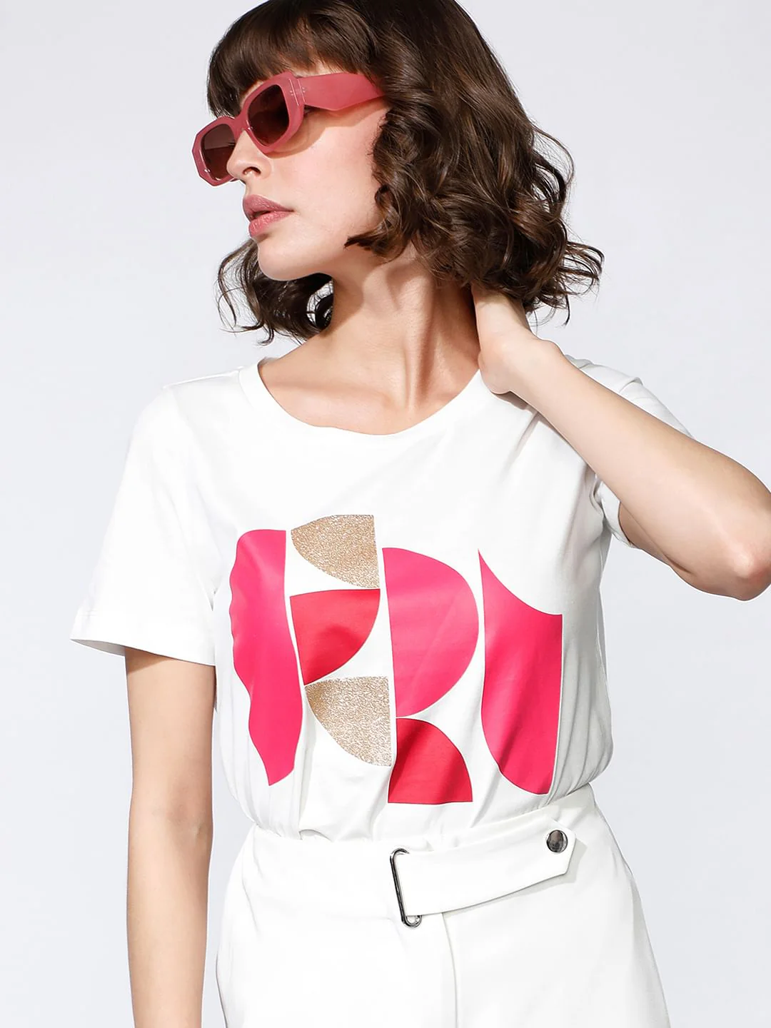White Graphic Print T-Shirt