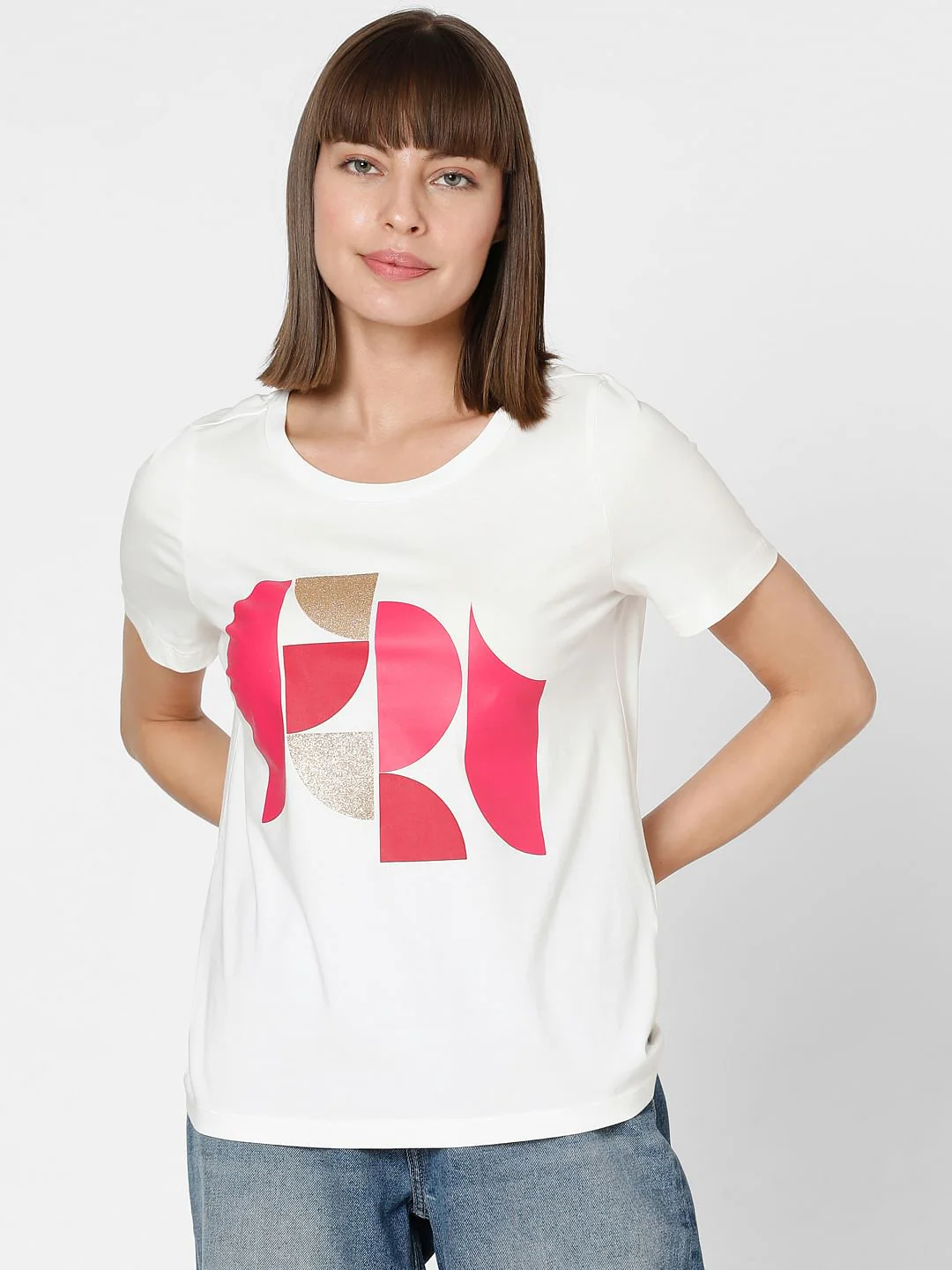 White Graphic Print T-Shirt - Image 2