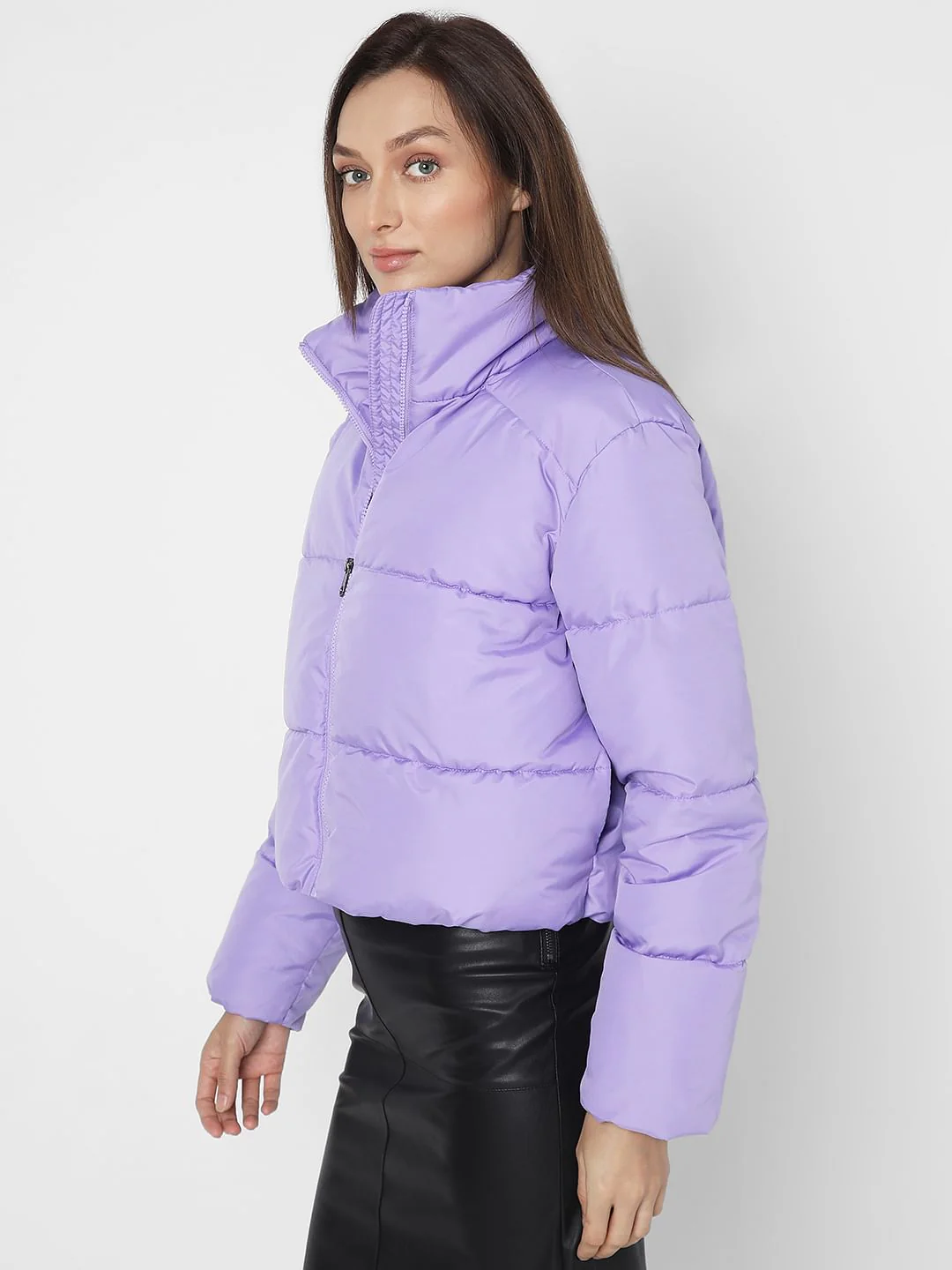 Lilac High Neck Puffer Jacket - Image 3
