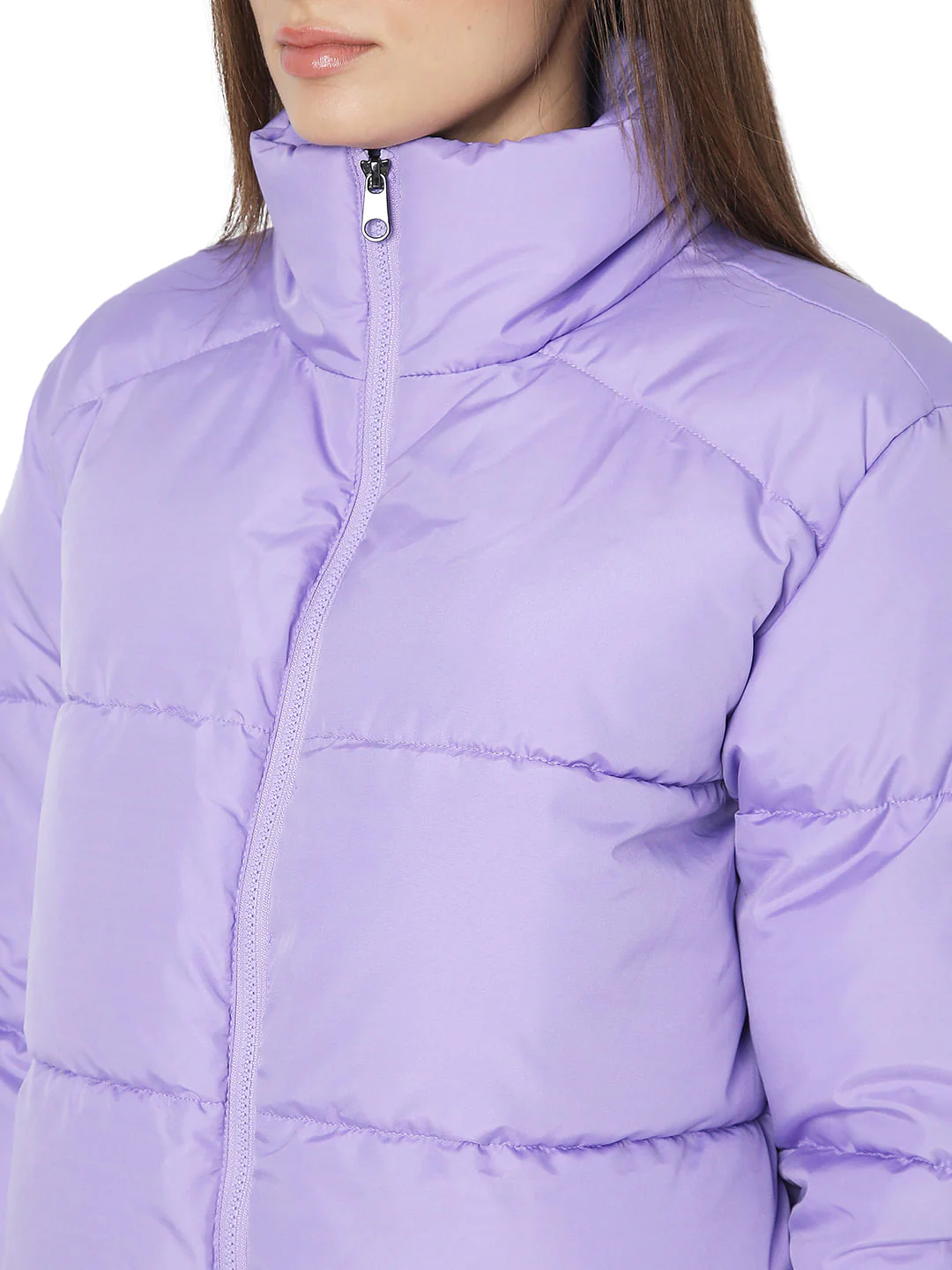 Lilac High Neck Puffer Jacket - Image 8