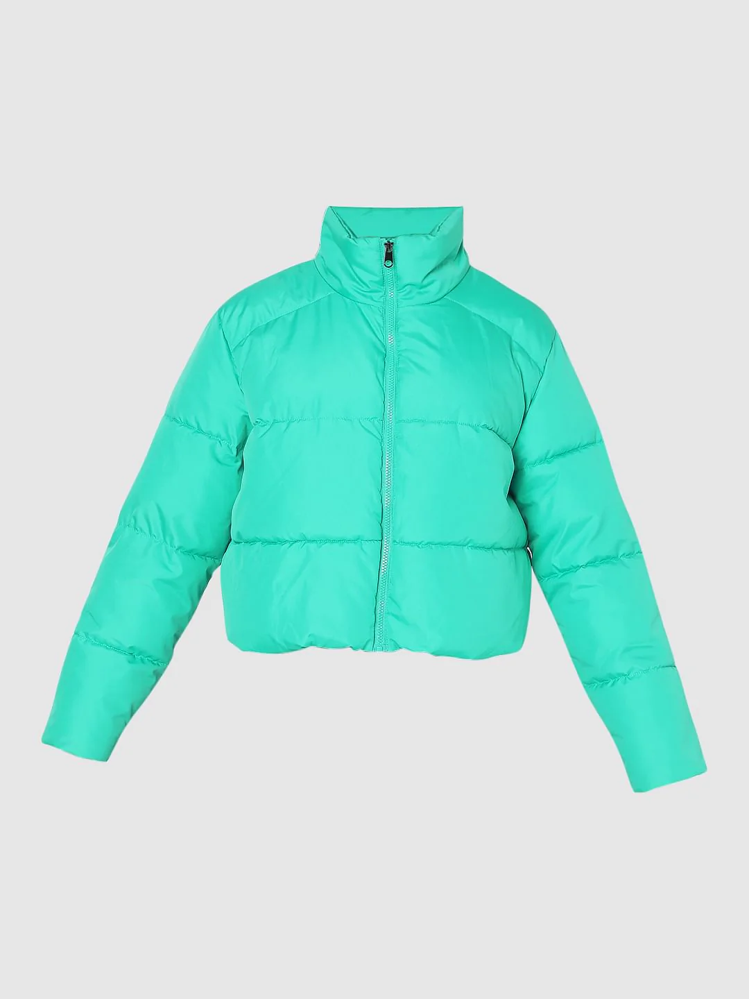 Green High Neck Puffer Jacket - Image 7
