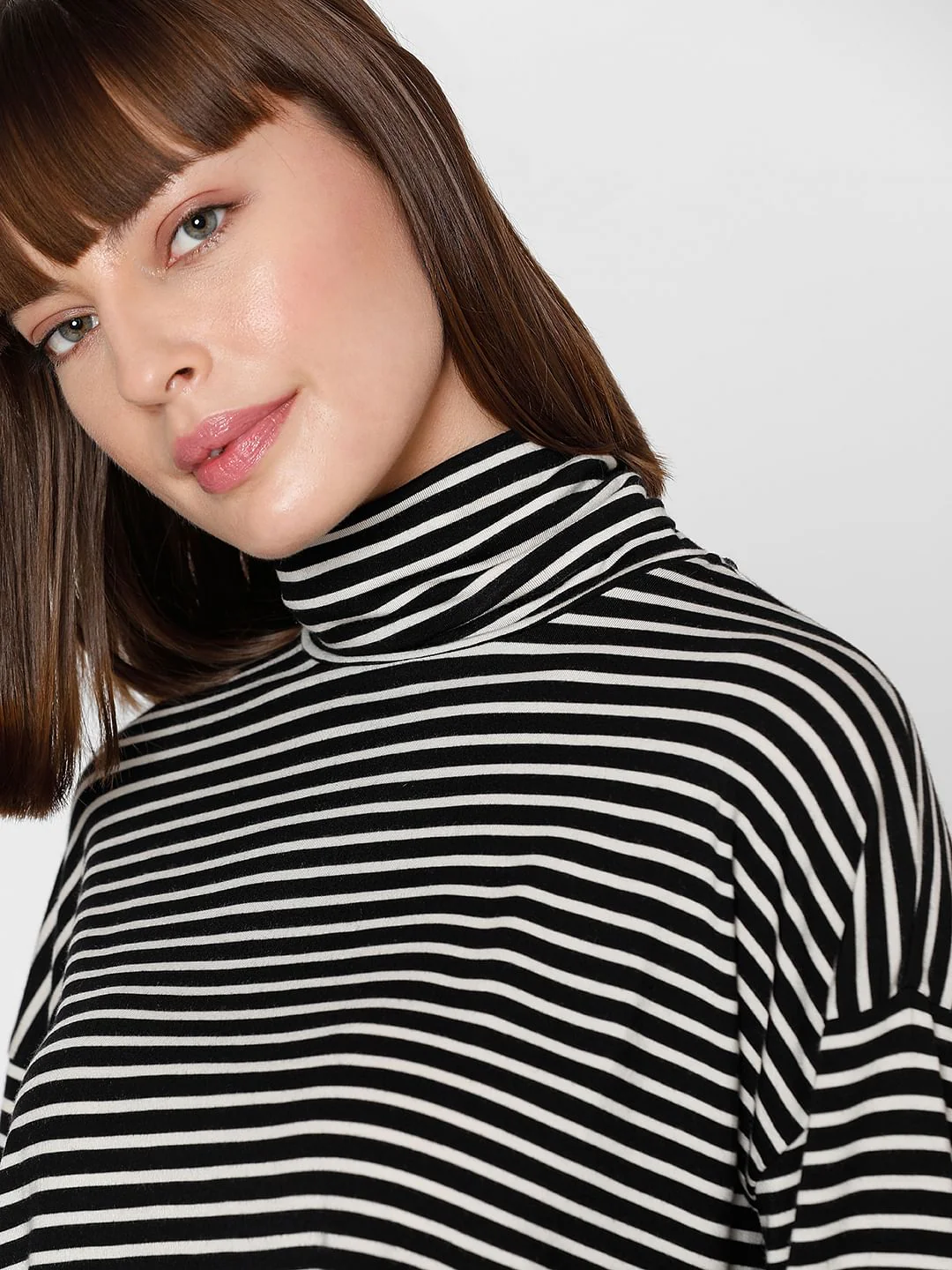 Black Striped Roll Neck Top - Image 6