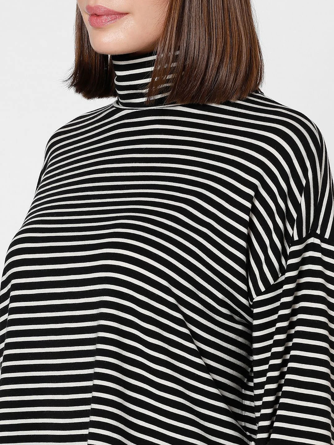 Black Striped Roll Neck Top - Image 8