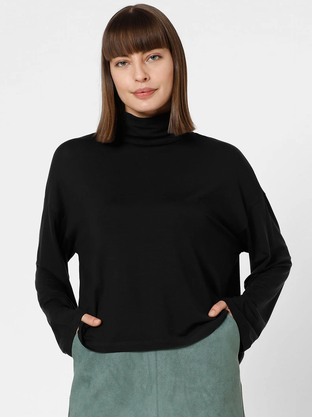 Black Roll Neck Top - Image 2