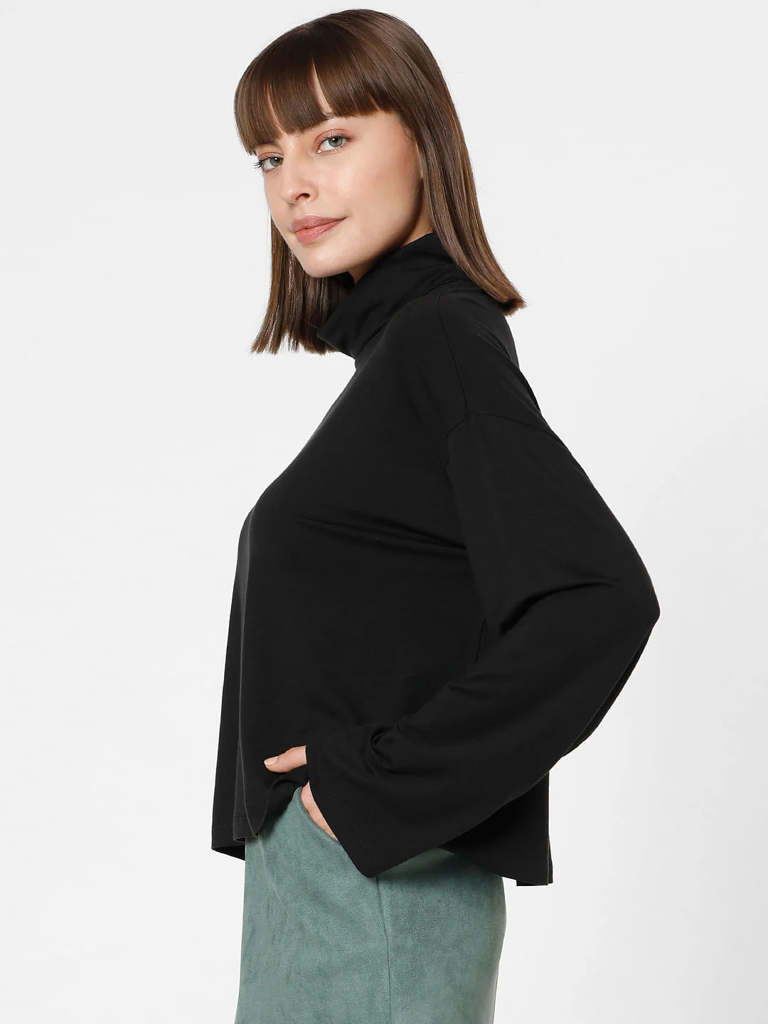 Black Roll Neck Top - Image 3
