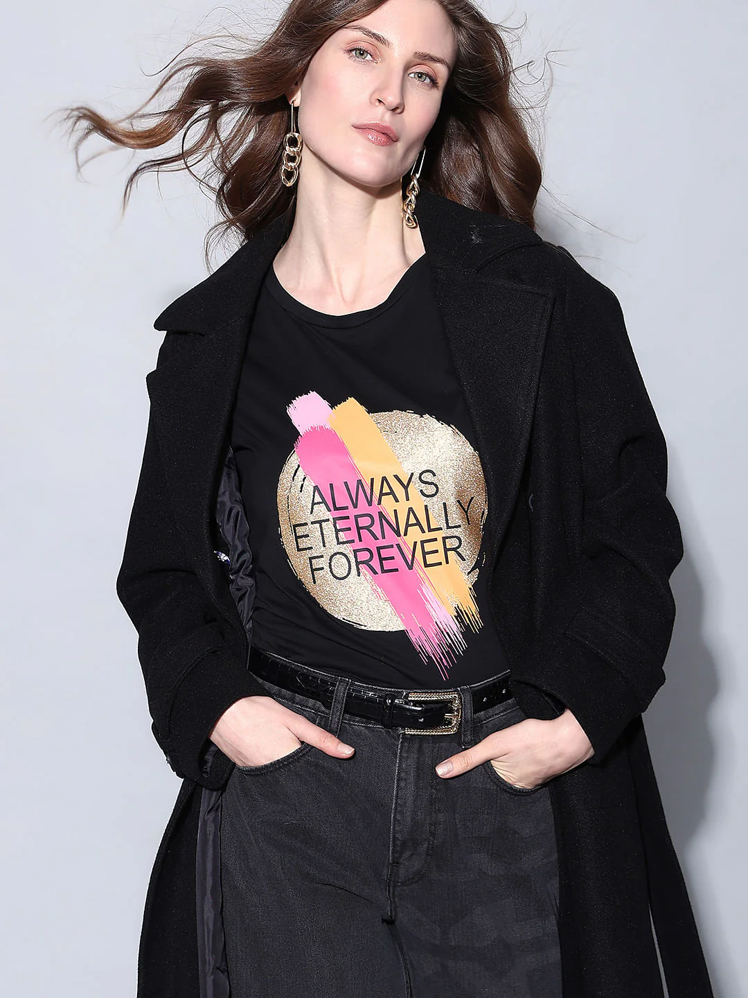 Black Graphic Print T-Shirt