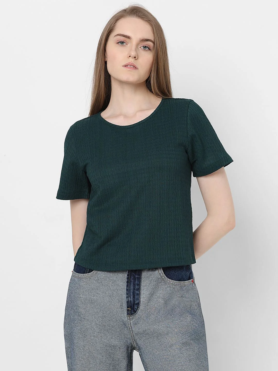 Dark Green Textured Top - Image 2