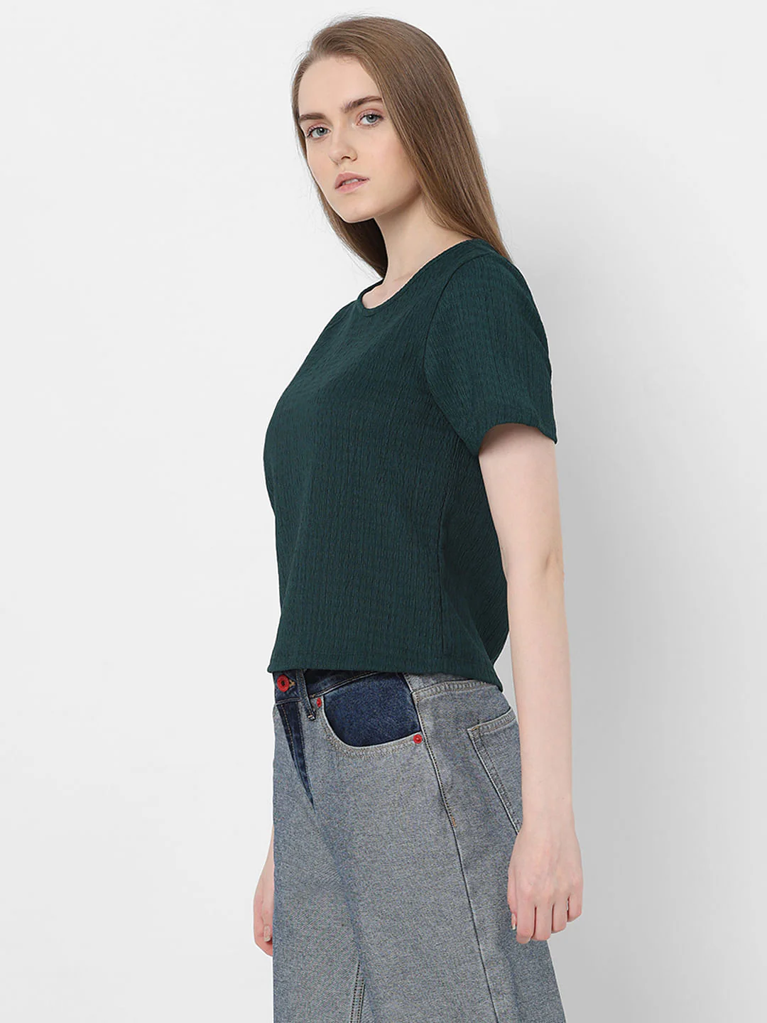 Dark Green Textured Top - Image 3