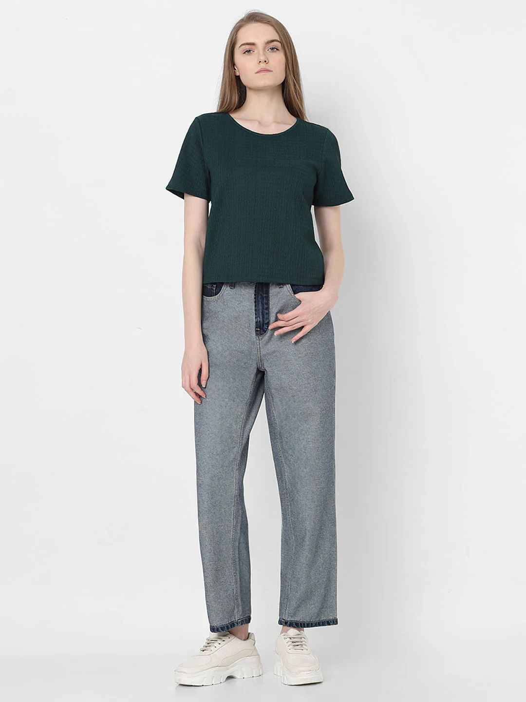 Dark Green Textured Top - Image 5
