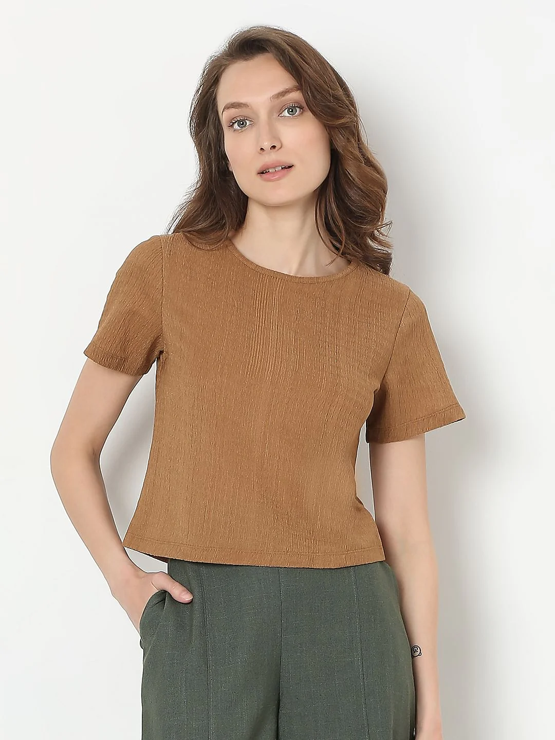 Brown Short Sleeves Top - Image 2