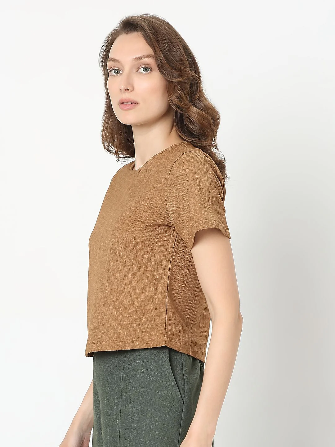 Brown Short Sleeves Top - Image 3