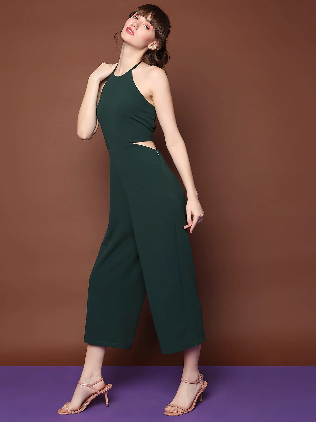 Marquee Green Halter Neck Jumpsuit - Image 3