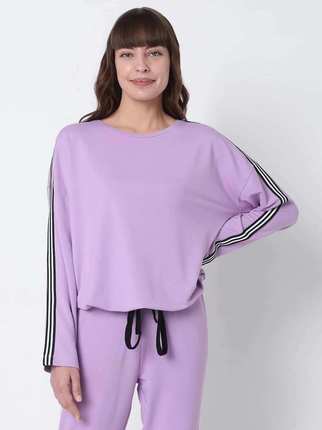 Purple Tape Detail Co-Ord Set Sweatshirt - Image 2