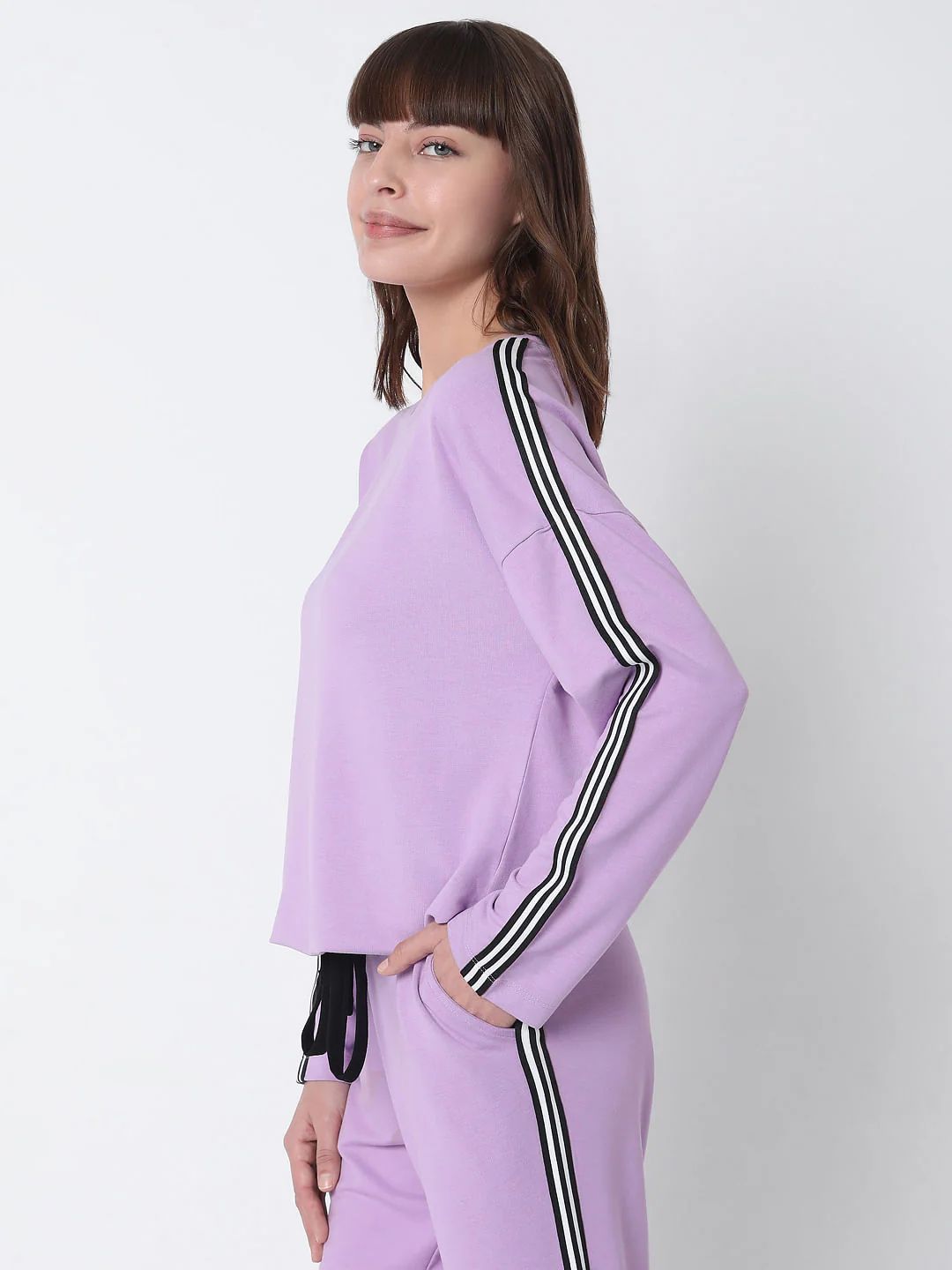 Purple Tape Detail Co-Ord Set Sweatshirt - Image 3