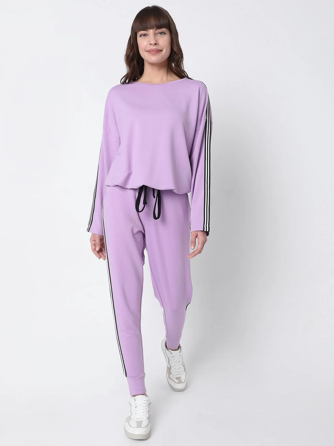 Purple Tape Detail Co-Ord Set Sweatshirt - Image 5