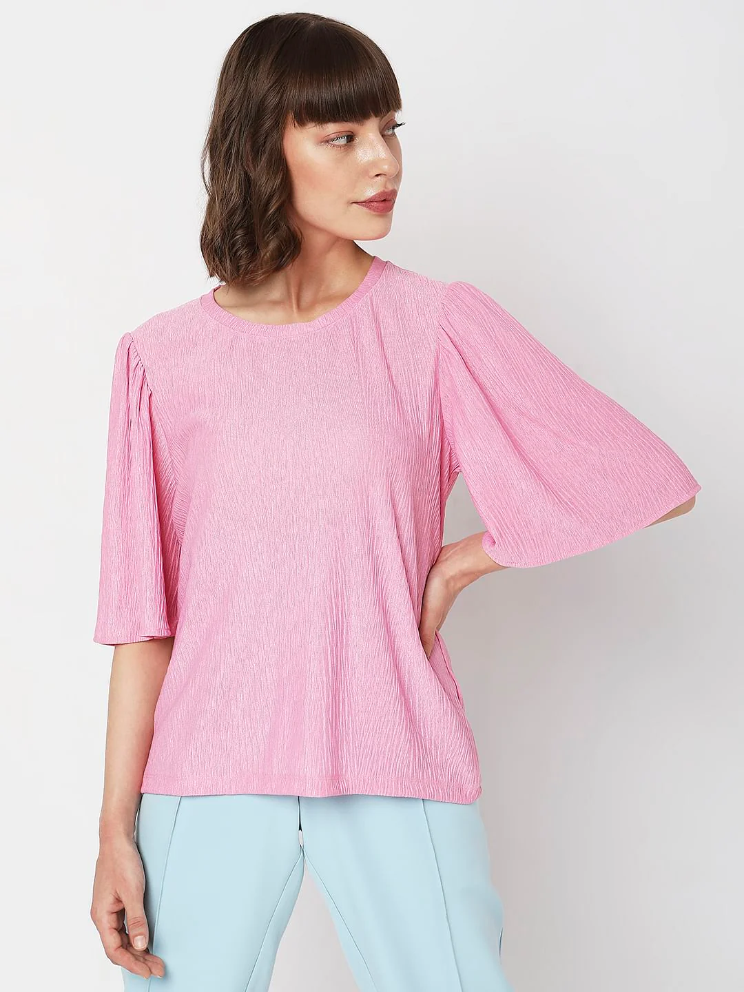 Pink Flared Sleeves Top - Image 2