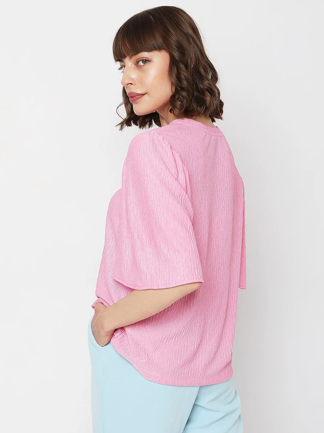 Pink Flared Sleeves Top - Image 4