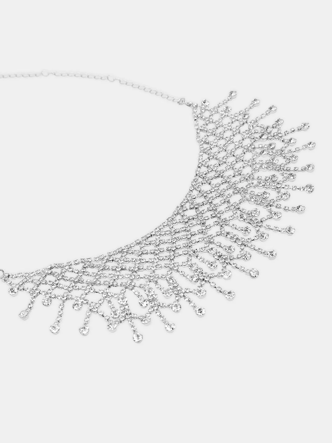 Silver Rhinestone Choker Necklace - Image 2