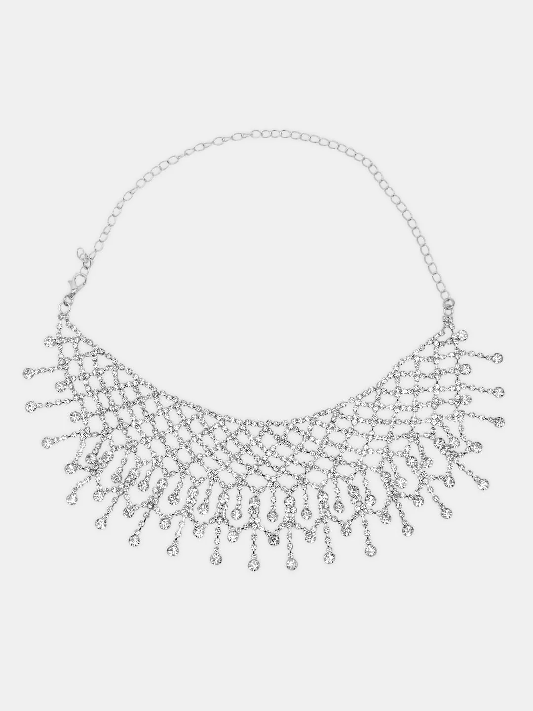 Silver Rhinestone Choker Necklace - Image 3