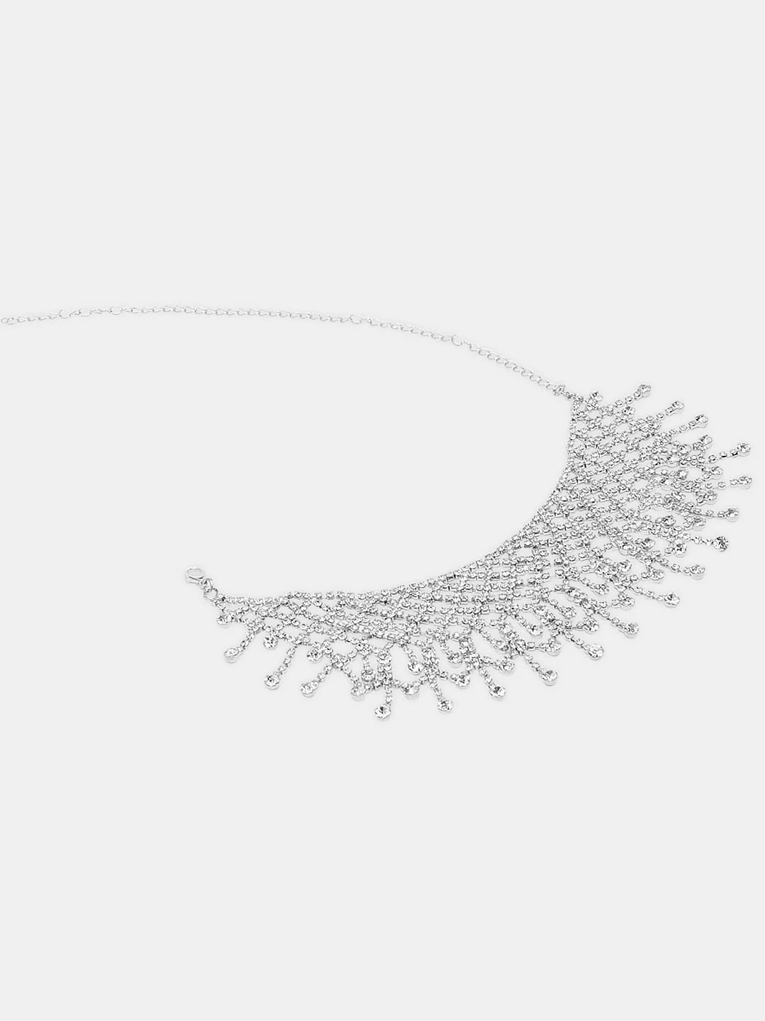 Silver Rhinestone Choker Necklace - Image 4
