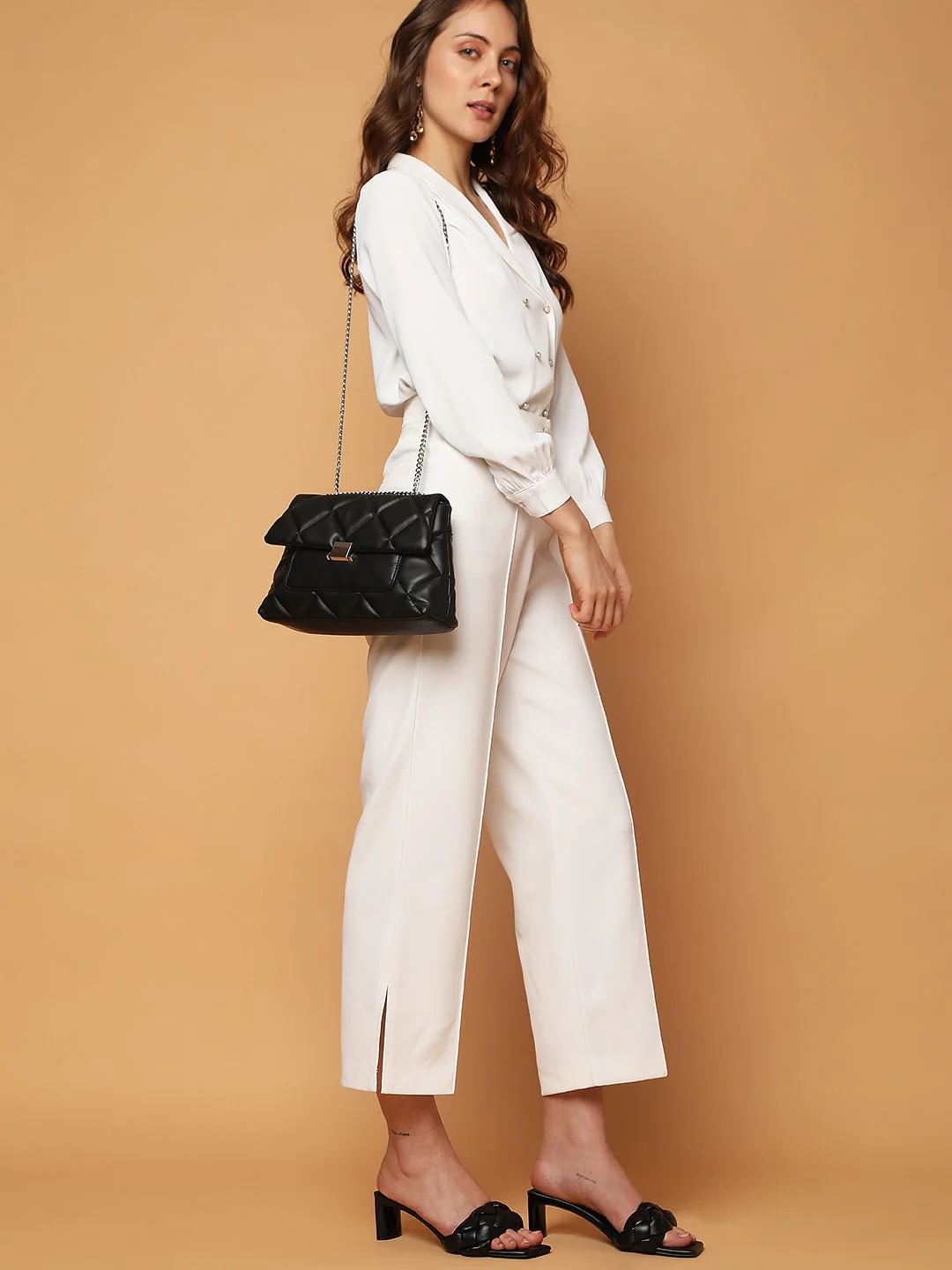 Black Structured Sling Bag