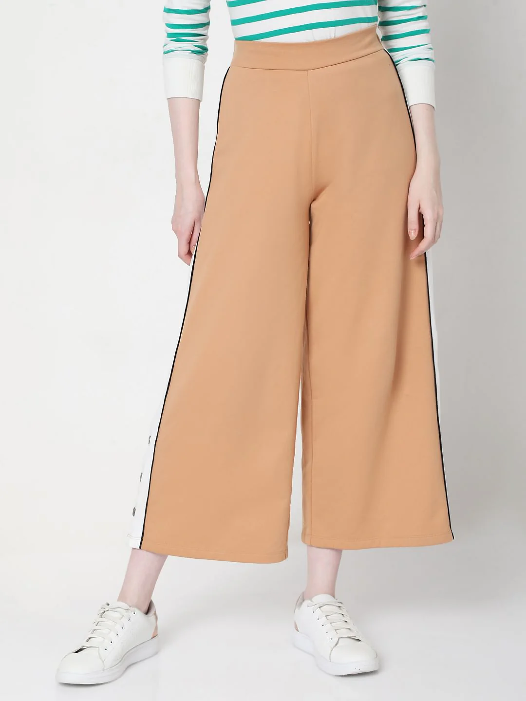 Beige High Rise Wide Leg Pants - Image 2
