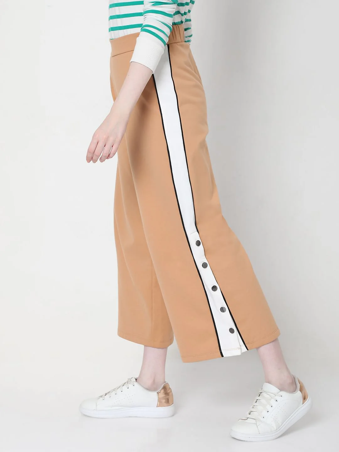 Beige High Rise Wide Leg Pants - Image 3