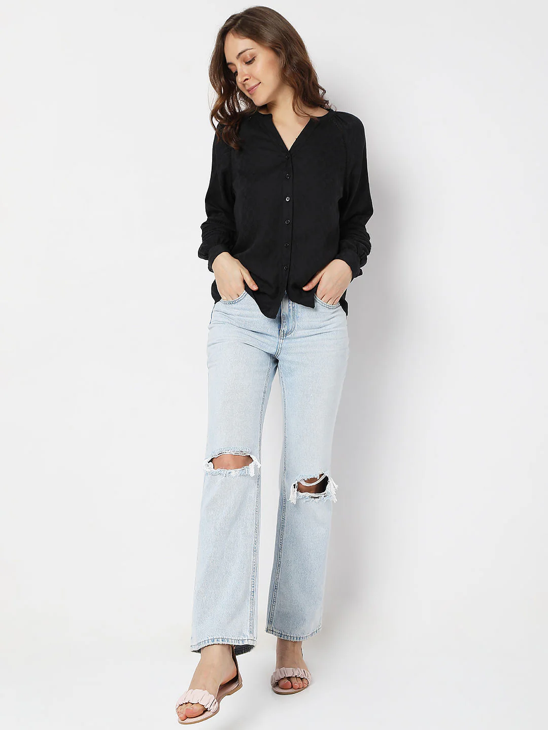Black V-Neck Shirt - Image 5