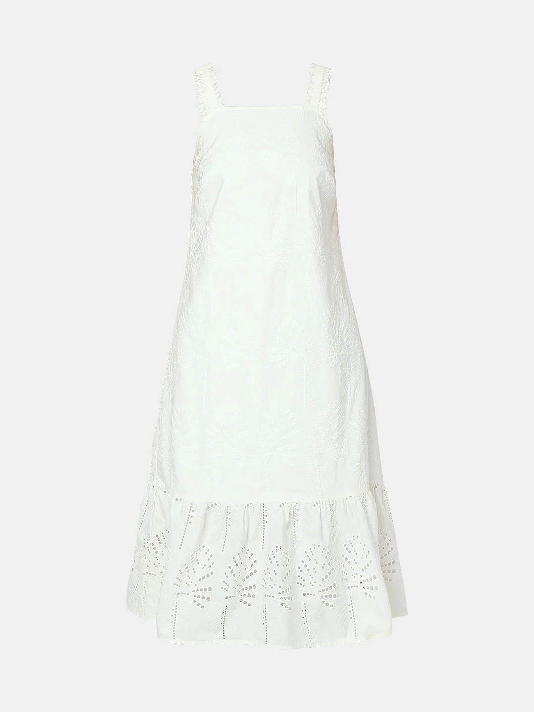 White Embroidered Midi Dress - Image 6