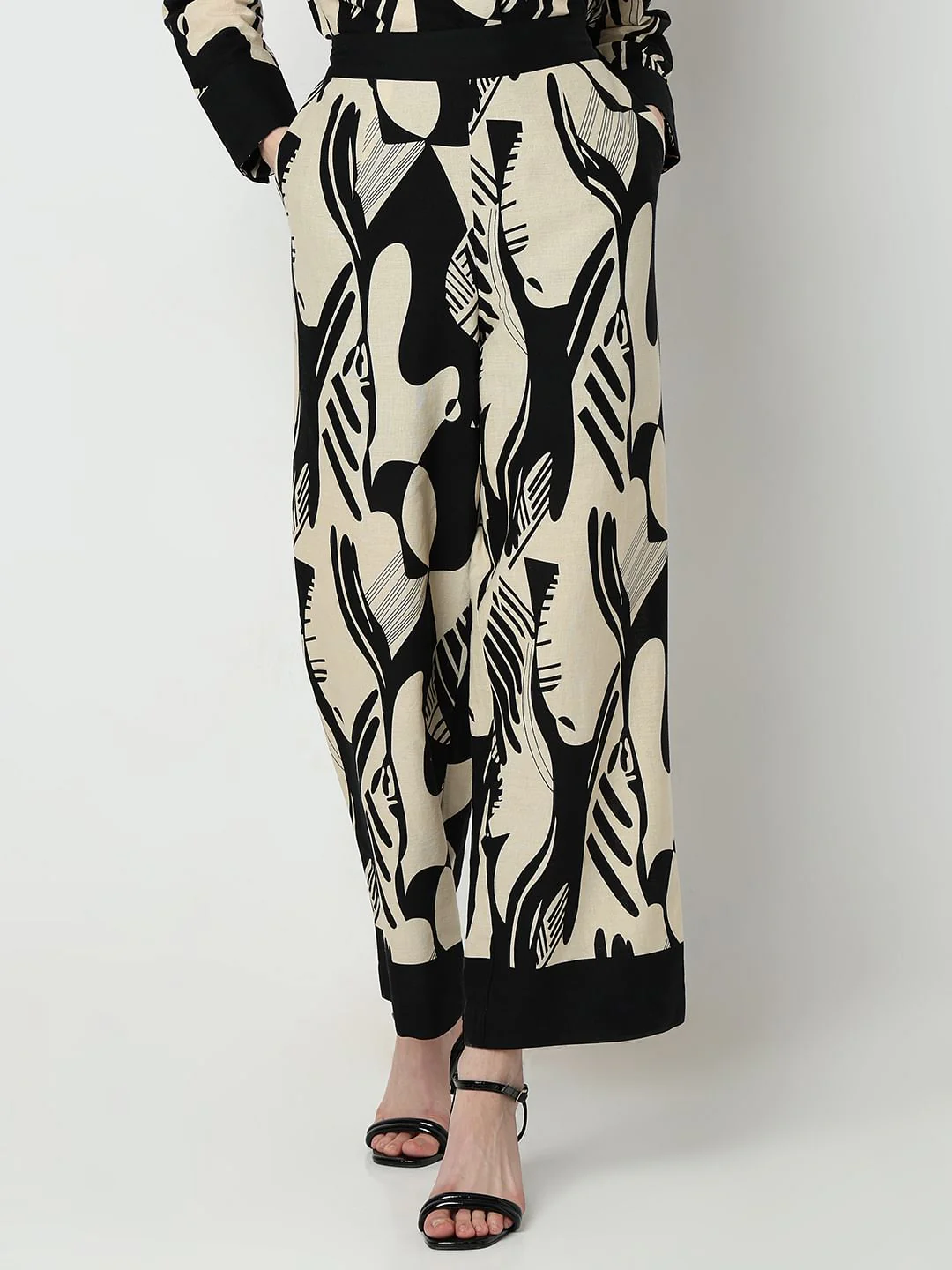 Black Printed Co-Ord Set Pants - Image 2