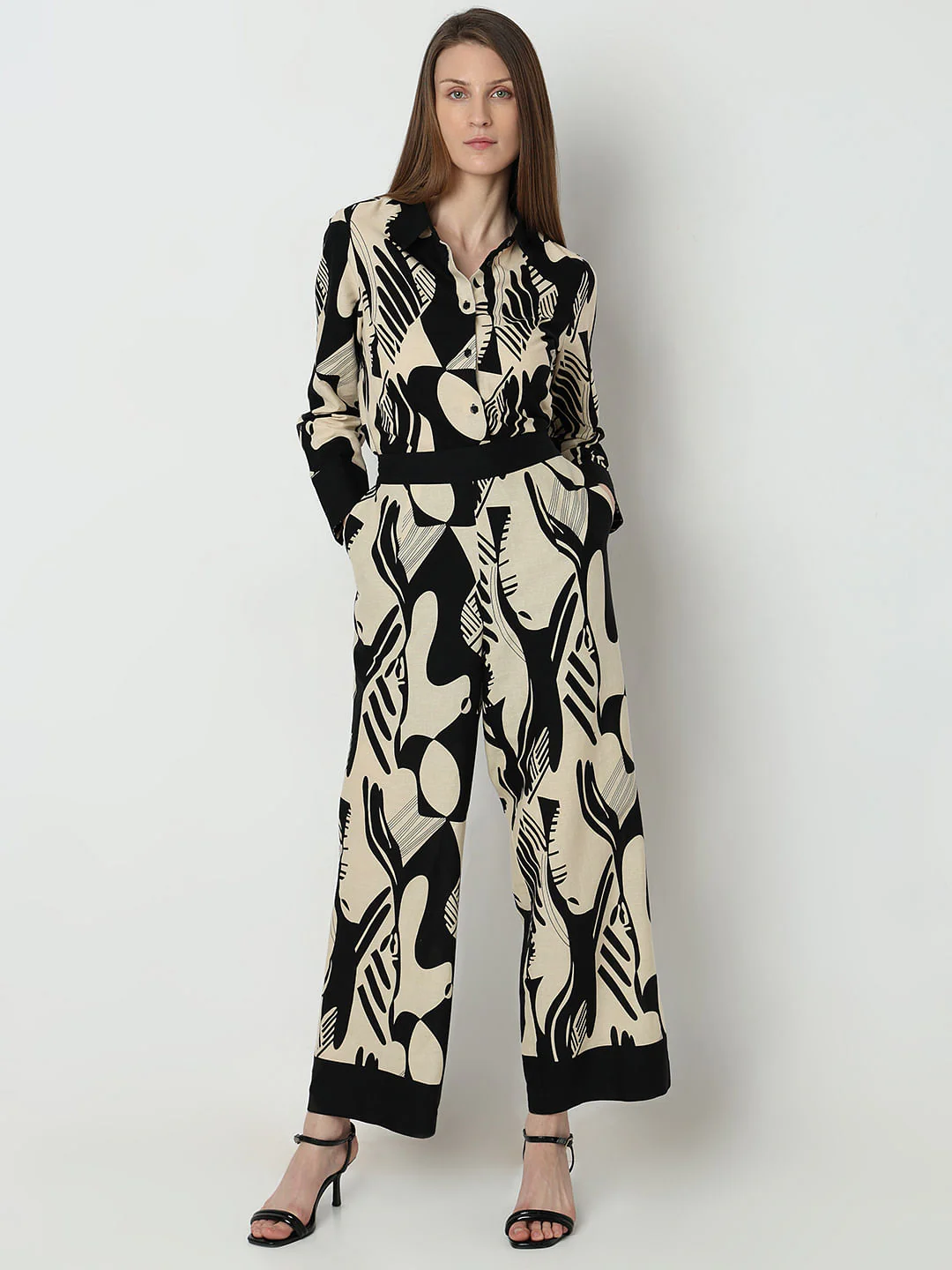 Black Printed Co-Ord Set Pants - Image 5
