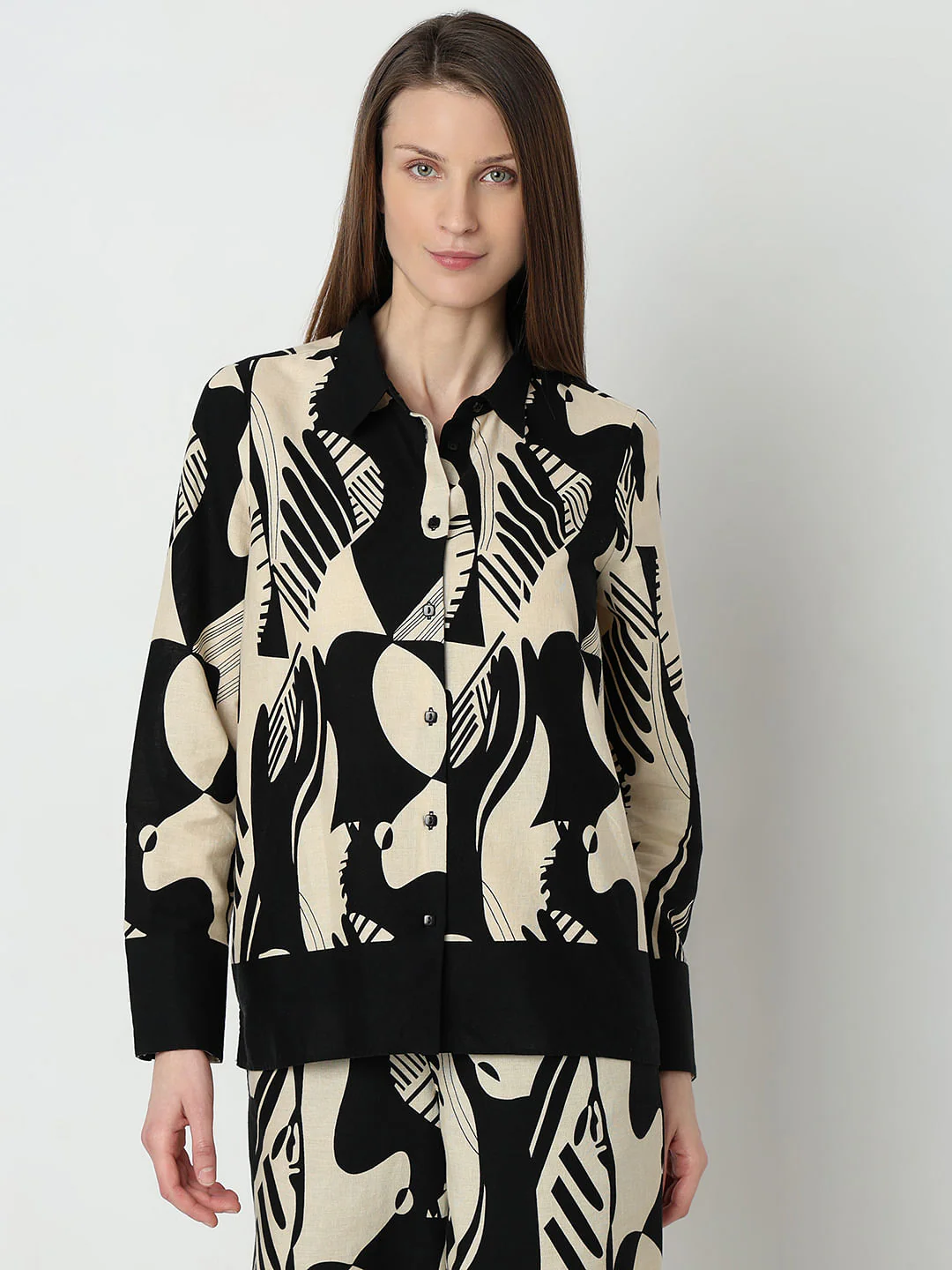 Black Printed Co-Ord Set Shirt - Image 2