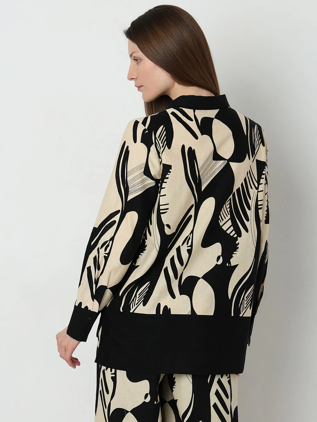 Black Printed Co-Ord Set Shirt - Image 4