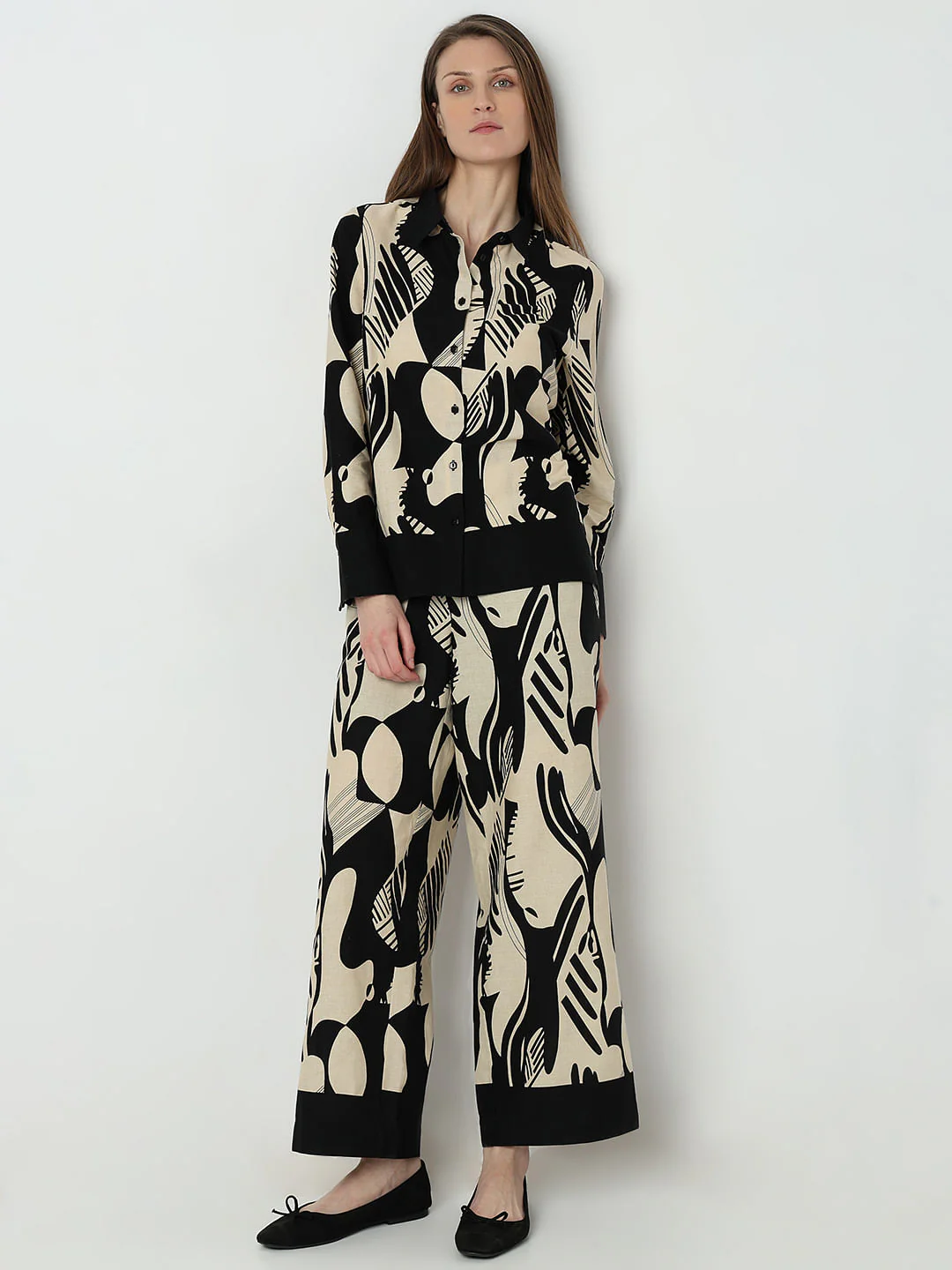 Black Printed Co-Ord Set Shirt - Image 5