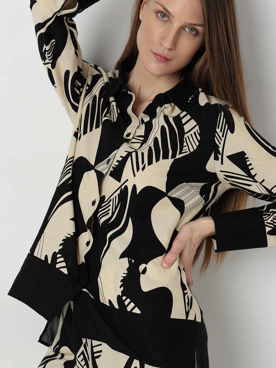 Black Printed Co-Ord Set Shirt - Image 6