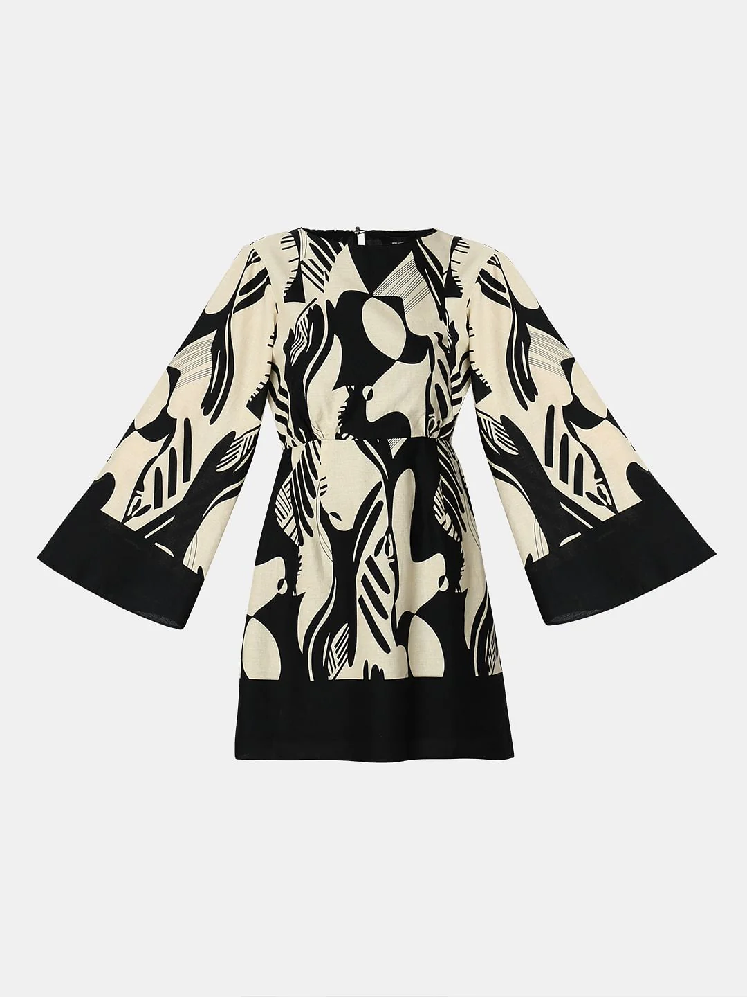 Black Printed Fit & Flare Dress - Image 7