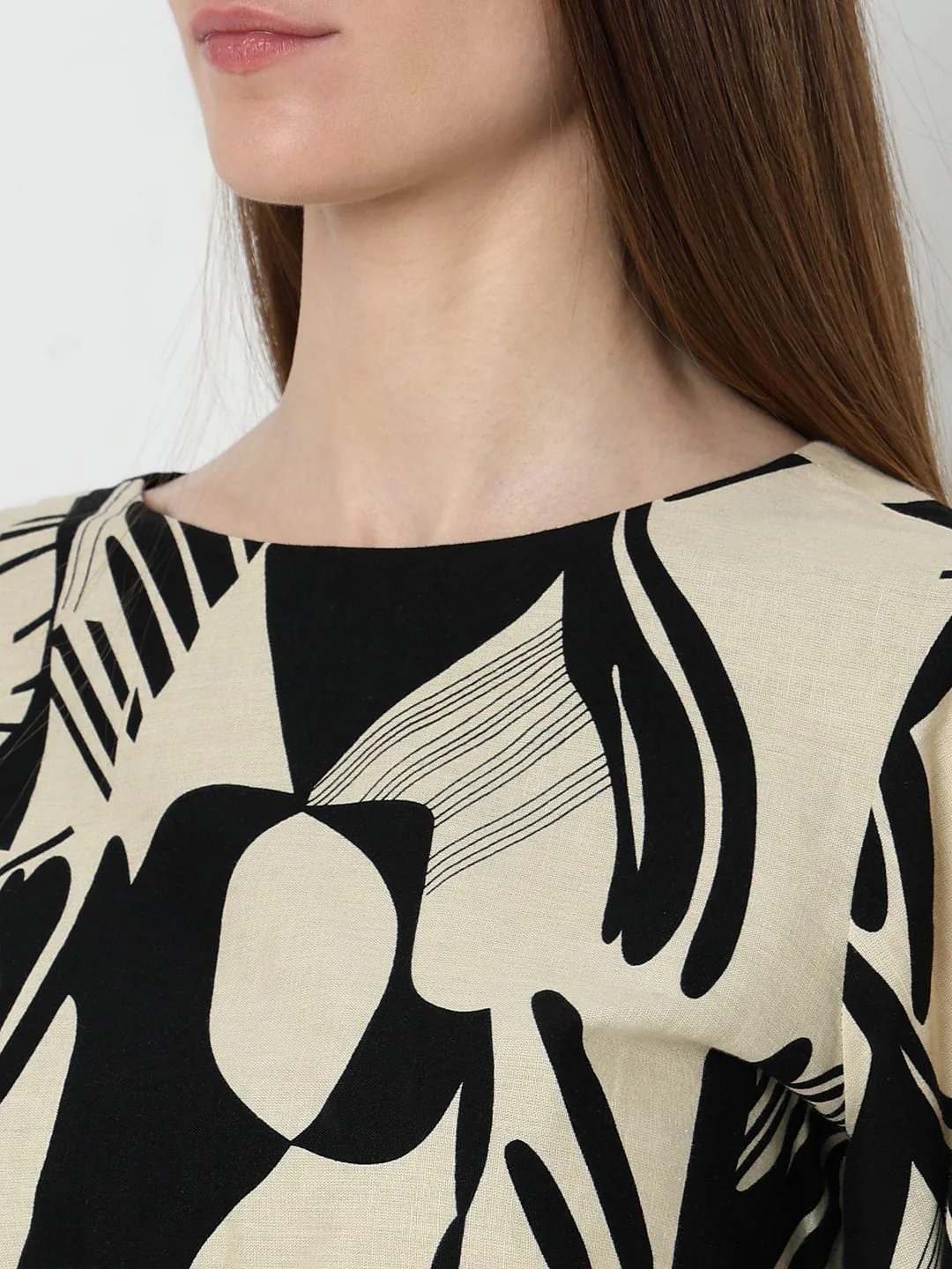 Black Printed Fit & Flare Dress - Image 8