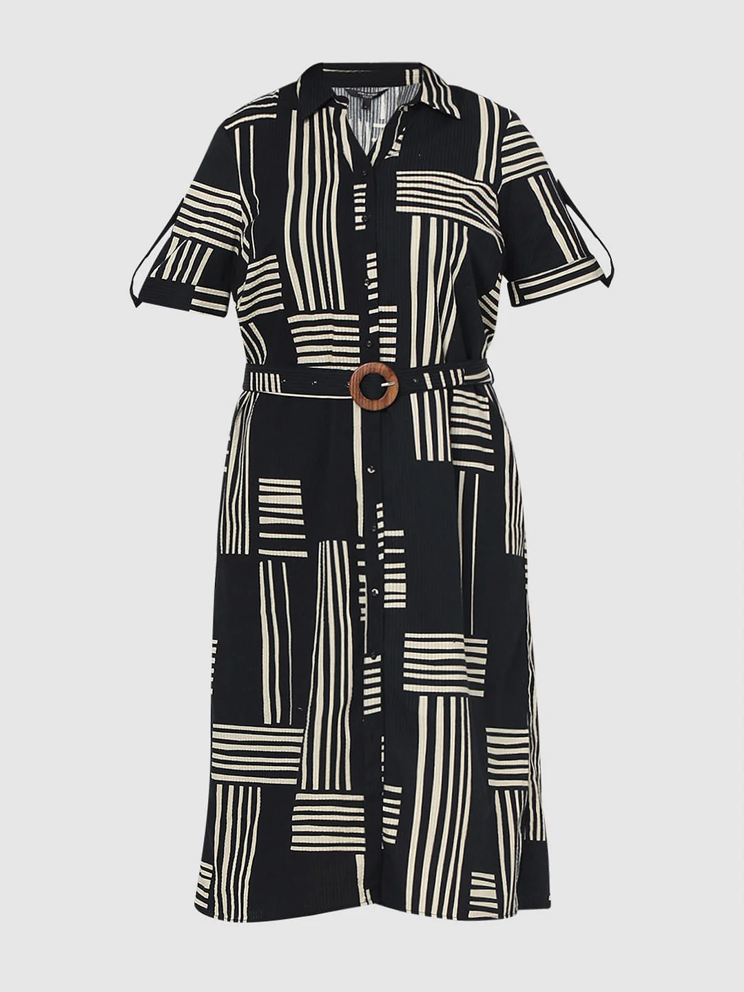 Curve Black Printed Shirt Dress - Image 7