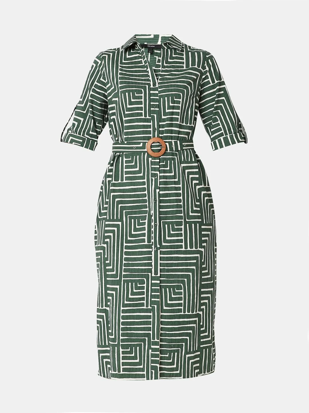 Green Geometric Print Shirt Dress - Image 7