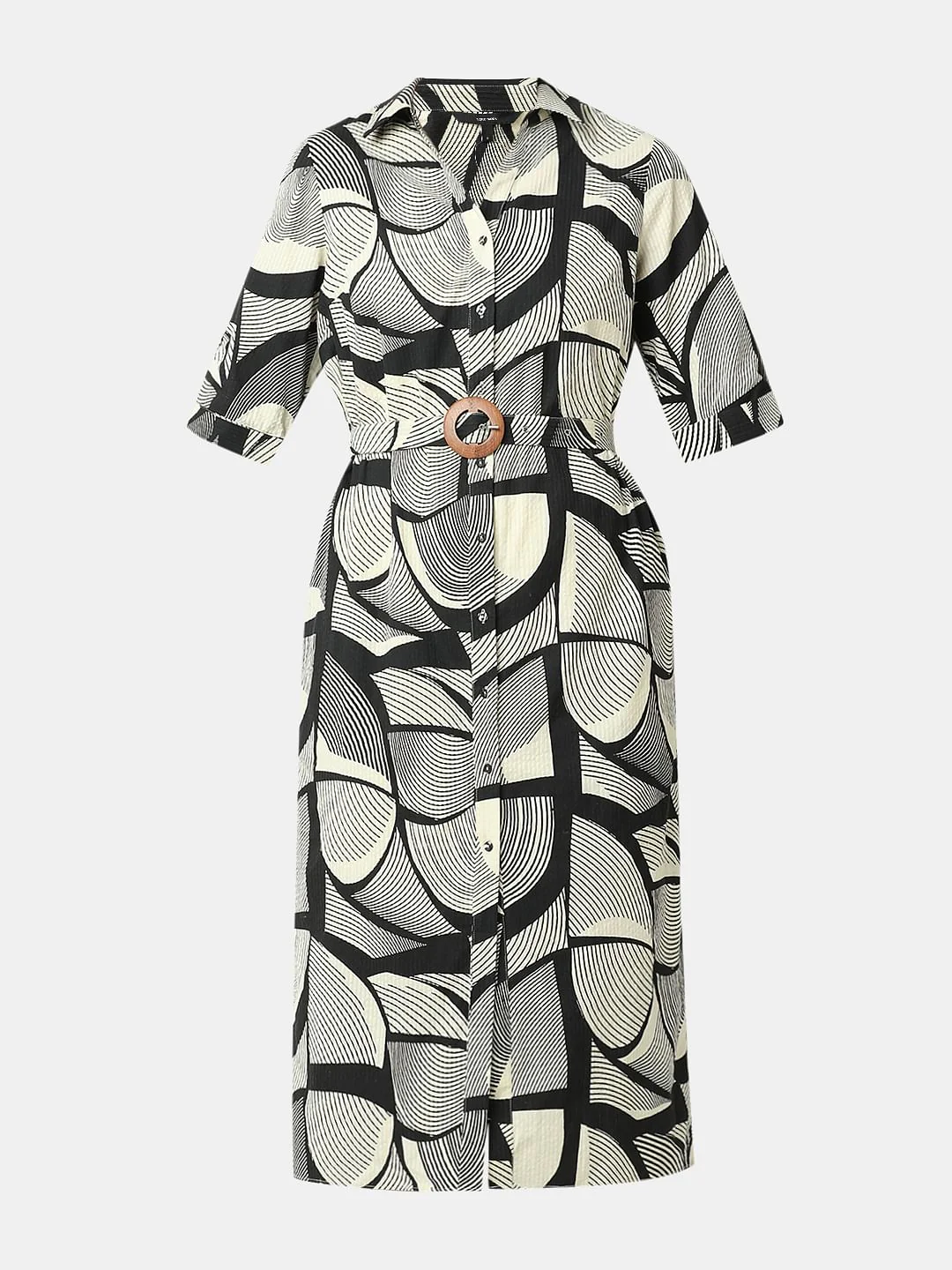 Black Abstract Print Shirt Dress - Image 7